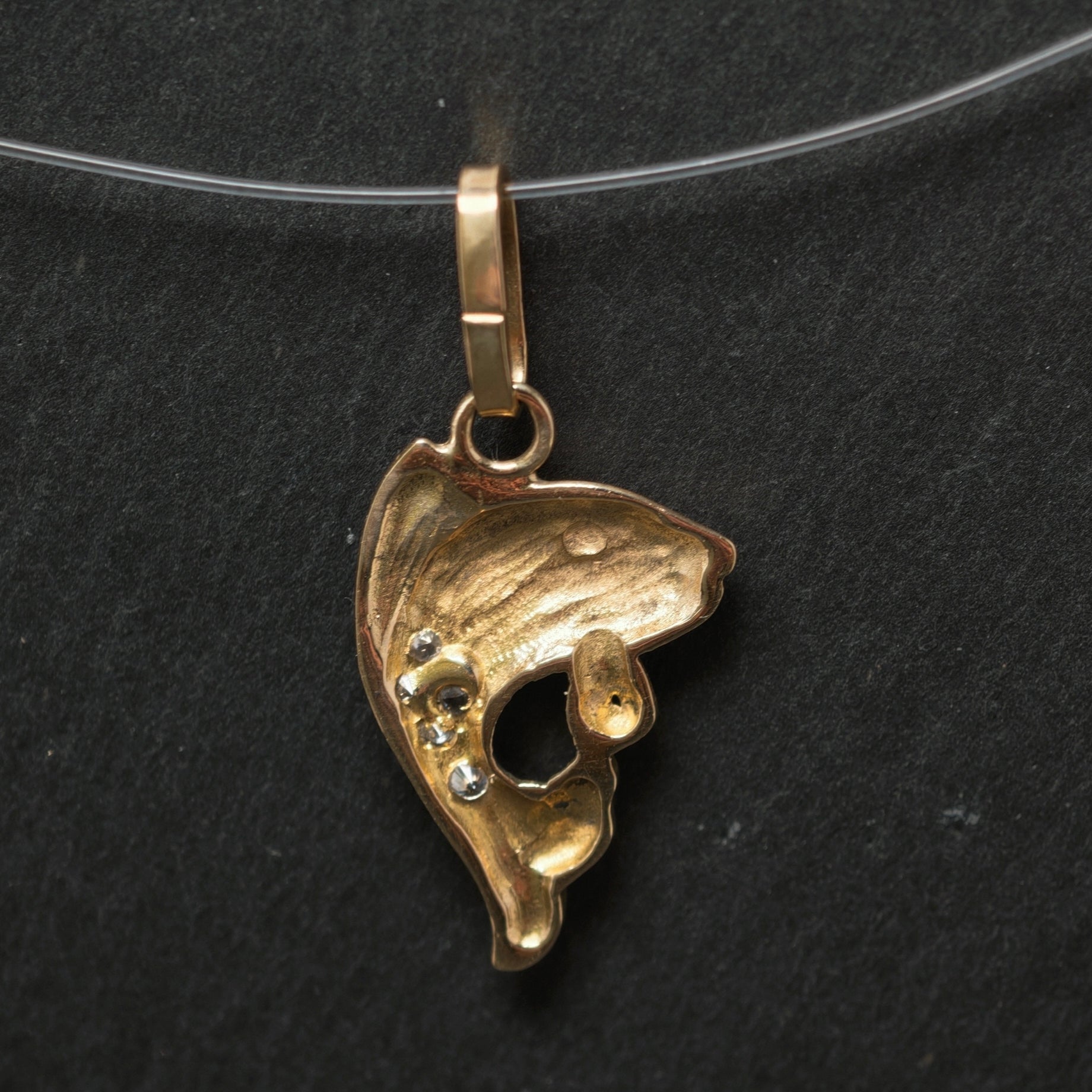 Anhänger ,,Fisch'' 585/- Gelbgold mit 5 Diamanten