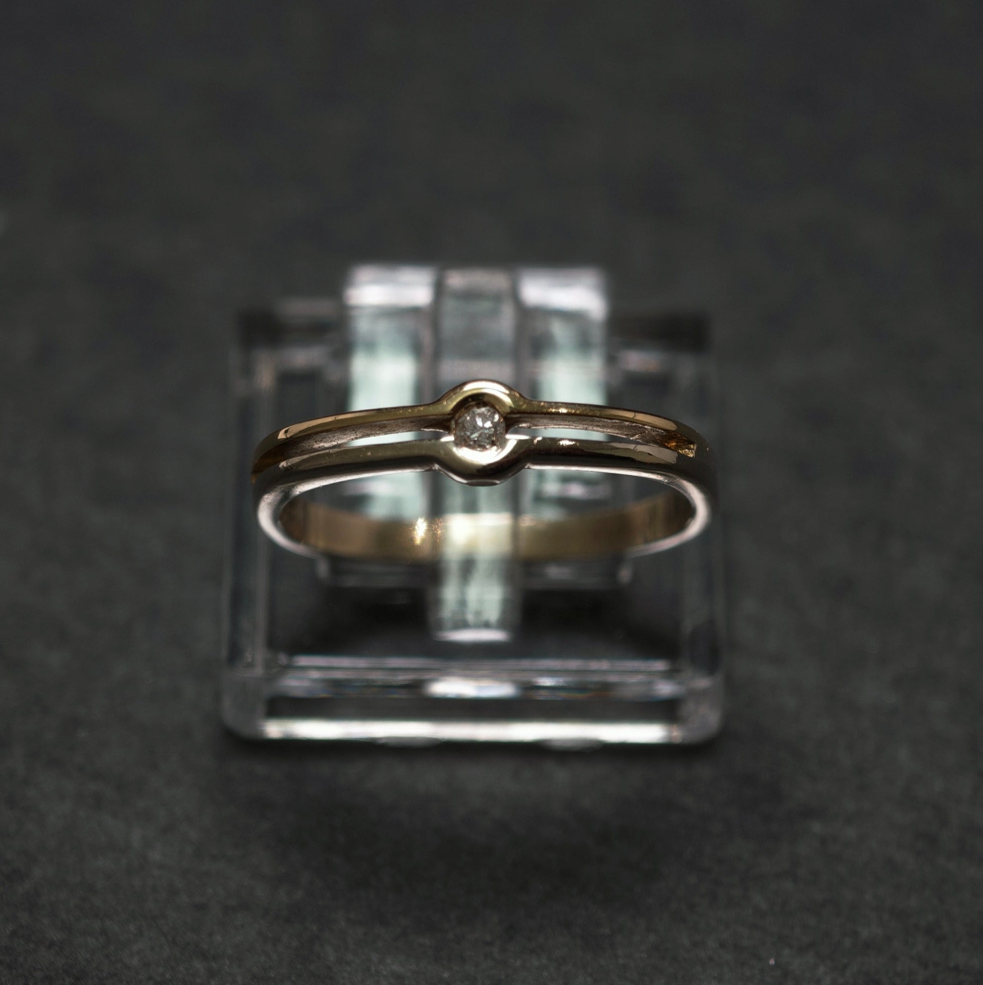 Ring 585/- Gelb- und Weißgold mit 1 Brillant