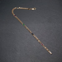Panzerarmband 333/- Gelbgold mit 2 Saphiren 2 Rubinen und 1 Smaragd