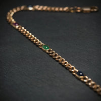 Panzerarmband 333/- Gelbgold mit 2 Saphiren 2 Rubinen und 1 Smaragd
