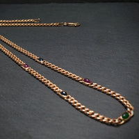 Panzerkette 333/- Gelbgold mit 2 Saphiren 2 Rubinen und 1 Smaragd