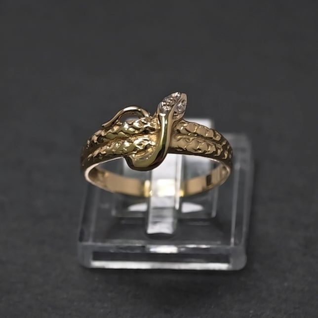 Ring "Schlange" 585/- Gelbgold mit 2 Diamanten