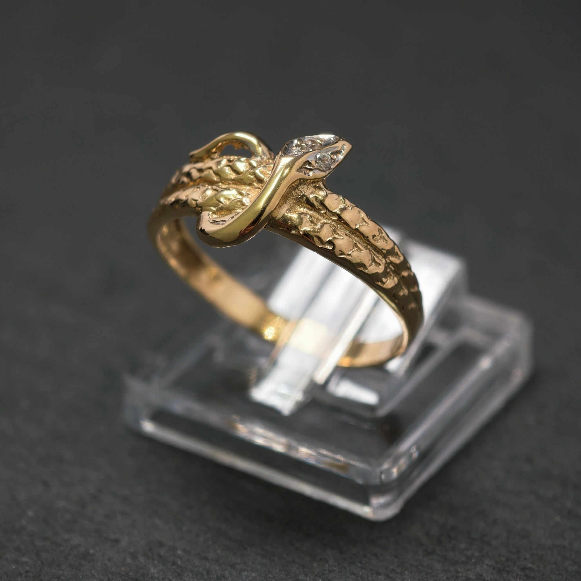 Ring "Schlange" 585/- Gelbgold mit 2 Diamanten