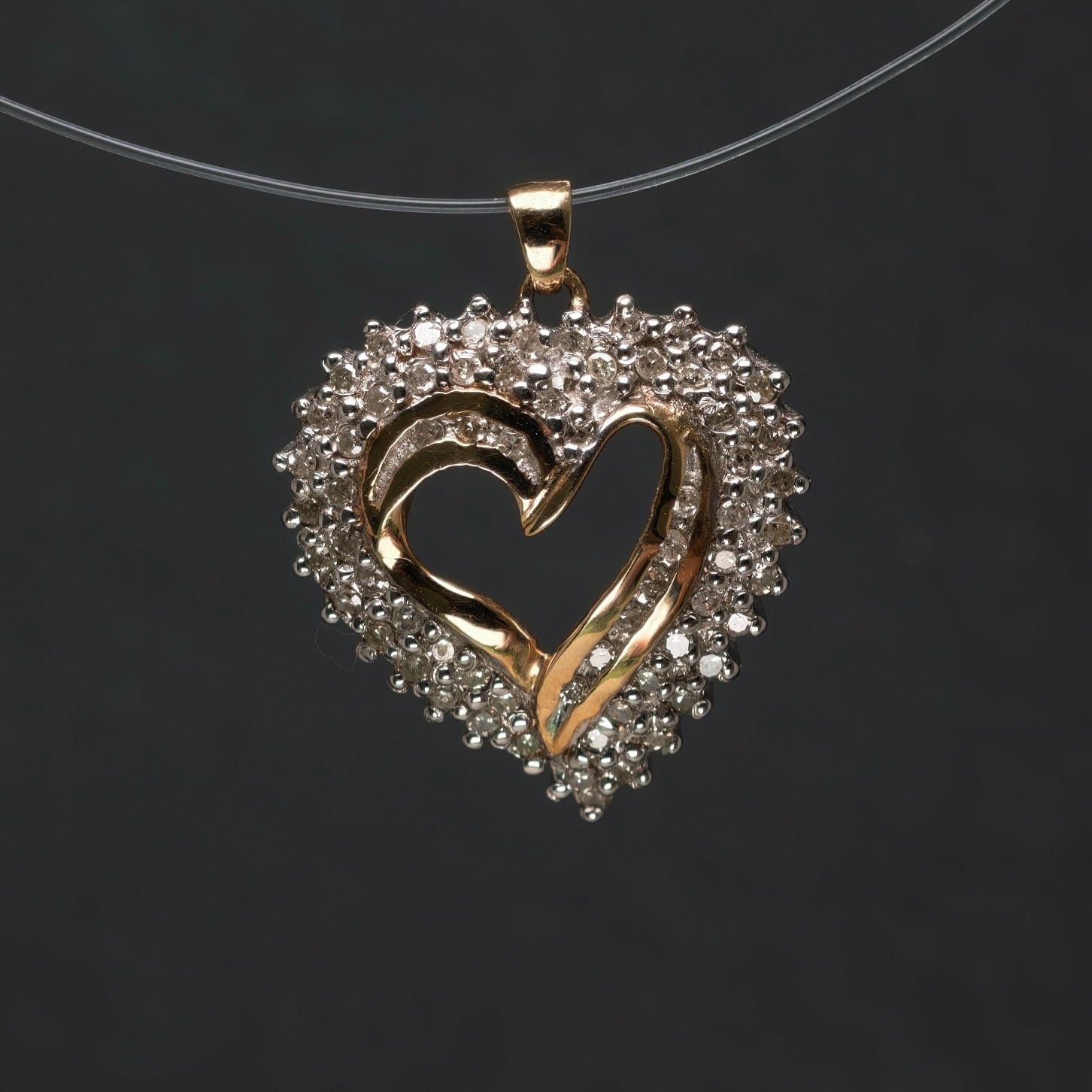 Anhänger "Herz" 585/- Gelb- und Weißgold mit 66 Diamanten