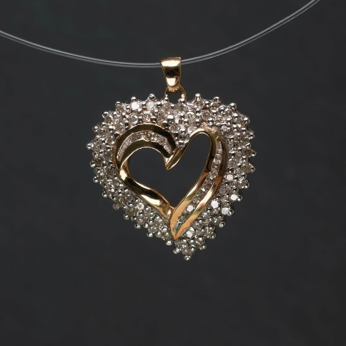 Anhänger "Herz" 585/- Gelb- und Weißgold mit 66 Diamanten