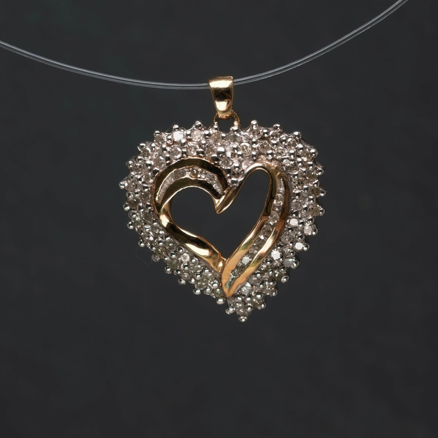 Anhänger "Herz" 585/- Gelb- und Weißgold mit 66 Diamanten