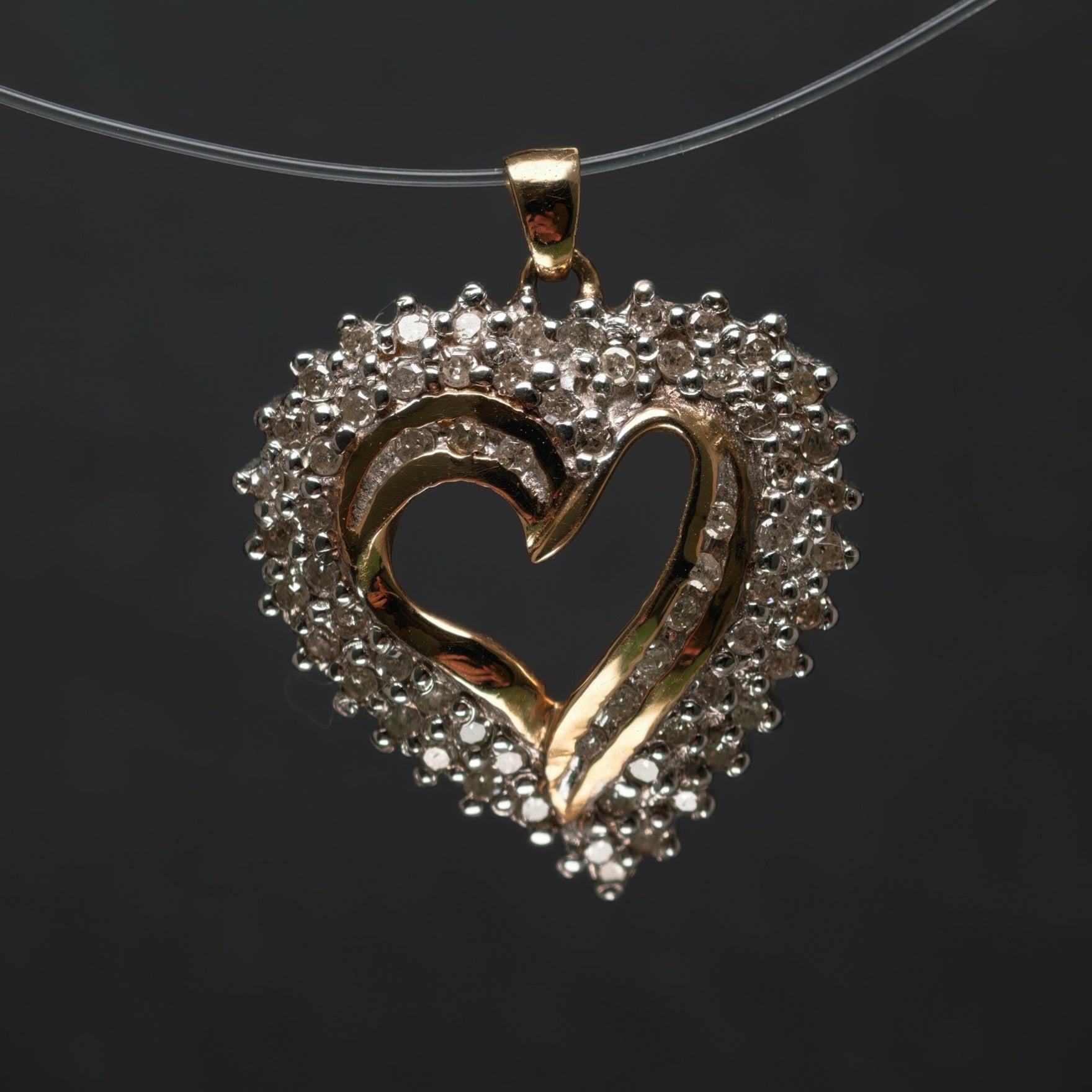 Anhänger "Herz" 585/- Gelb- und Weißgold mit 66 Diamanten