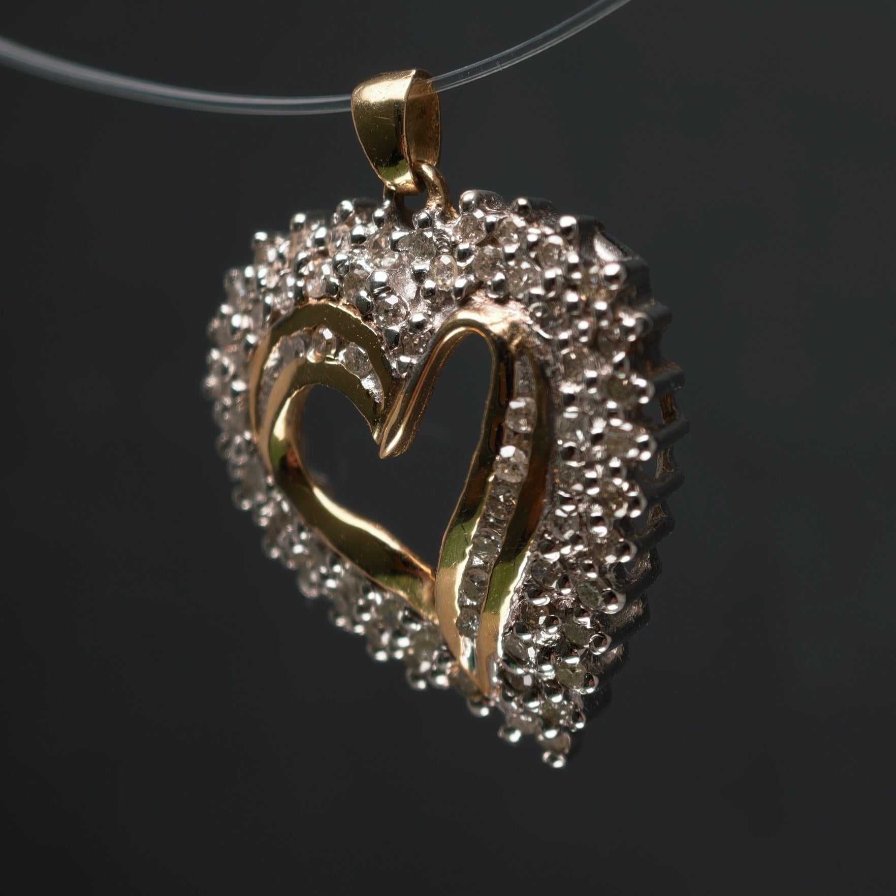 Anhänger "Herz" 585/- Gelb- und Weißgold mit 66 Diamanten