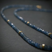 Handgefertigte Kette 585/- Gelbgold mit 206 Saphiren