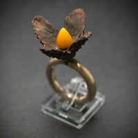 Ring 925/- Silber mit 1 Bernstein