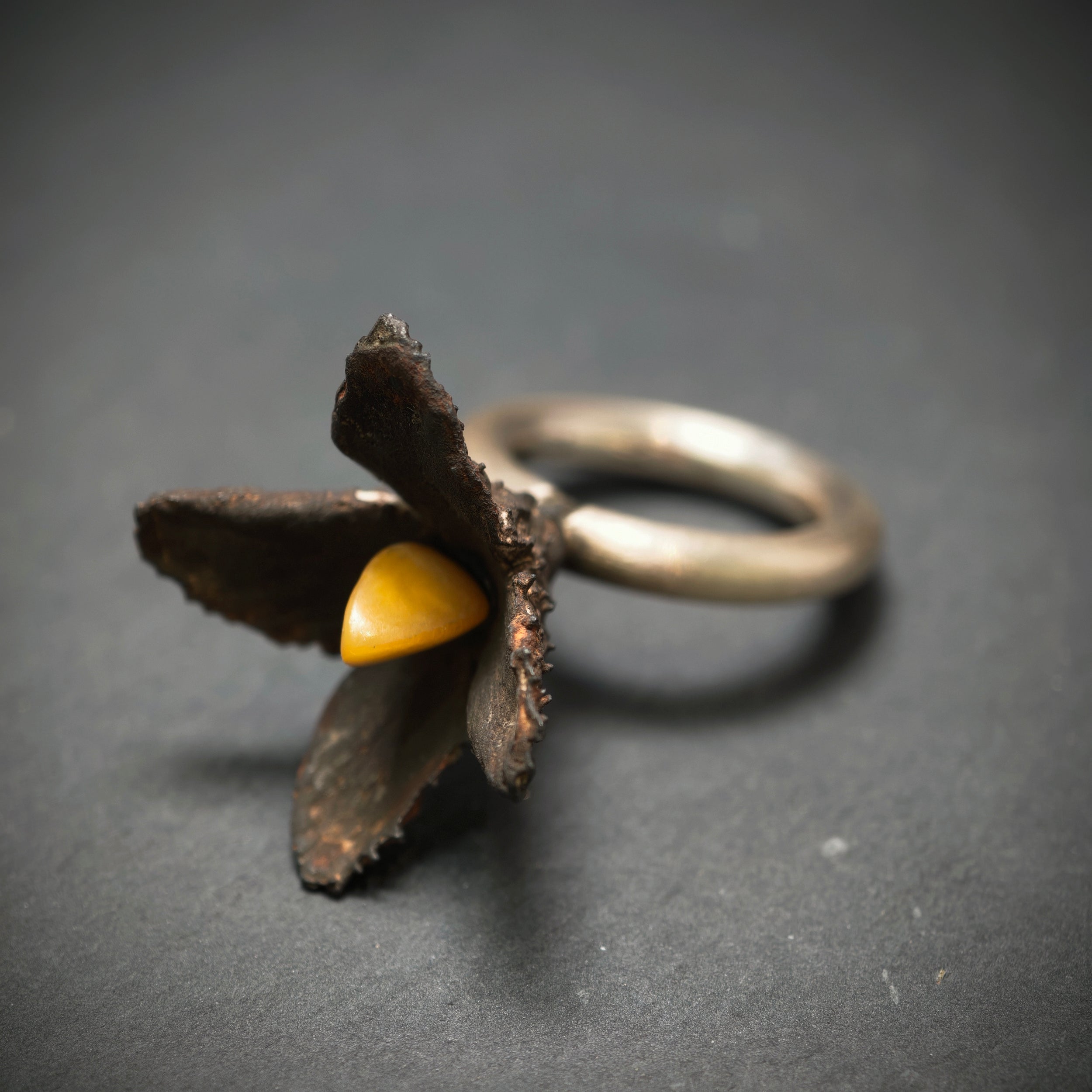 Ring 925/- Silber mit 1 Bernstein