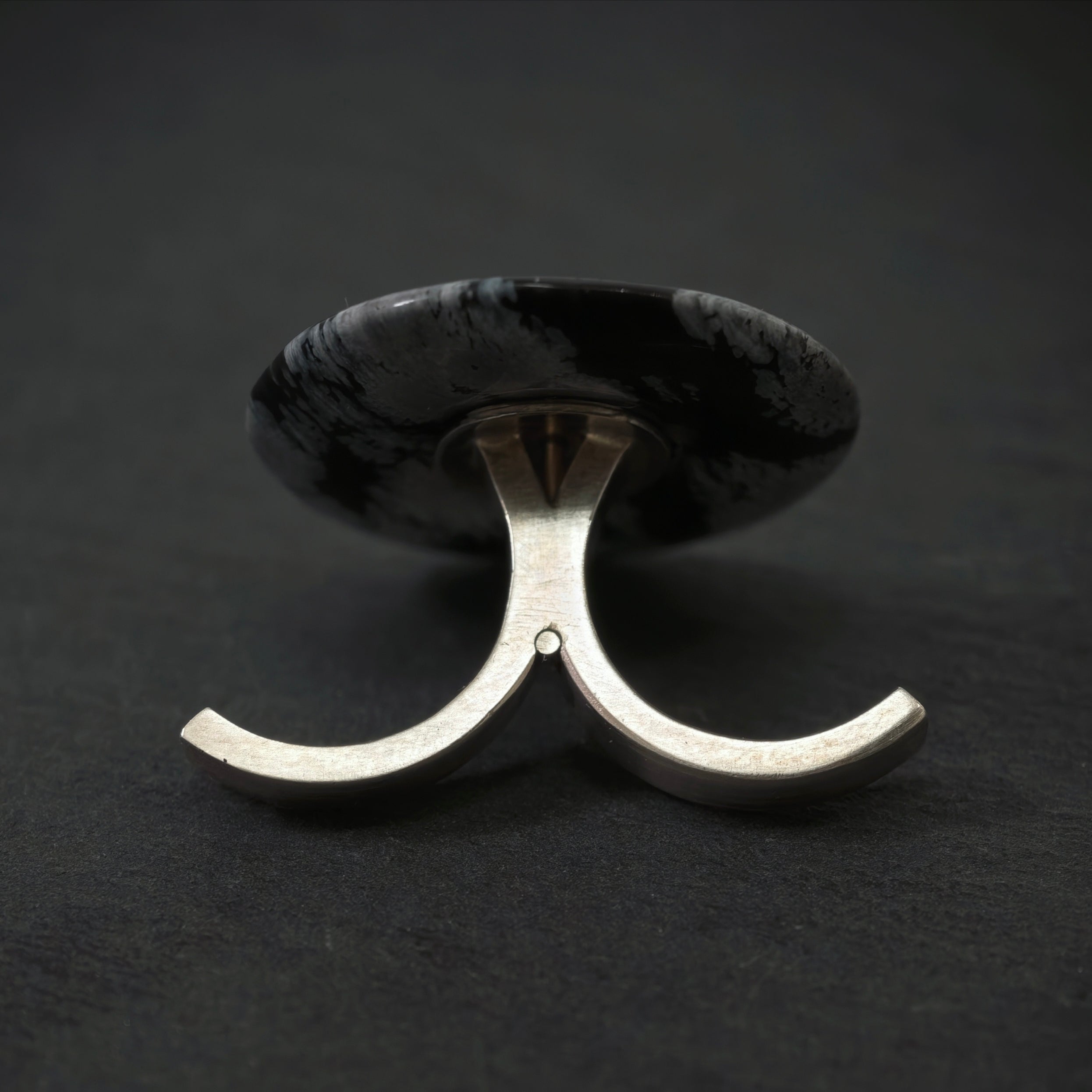 Zweifingerring 925/- Silber mit 1 Schneeflocken-Obsidian