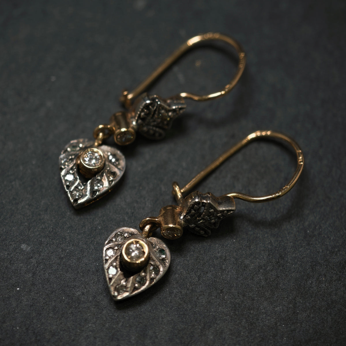 Ohrringe 750/- Gelbgold 925/- Silber mit 20 Diamanten