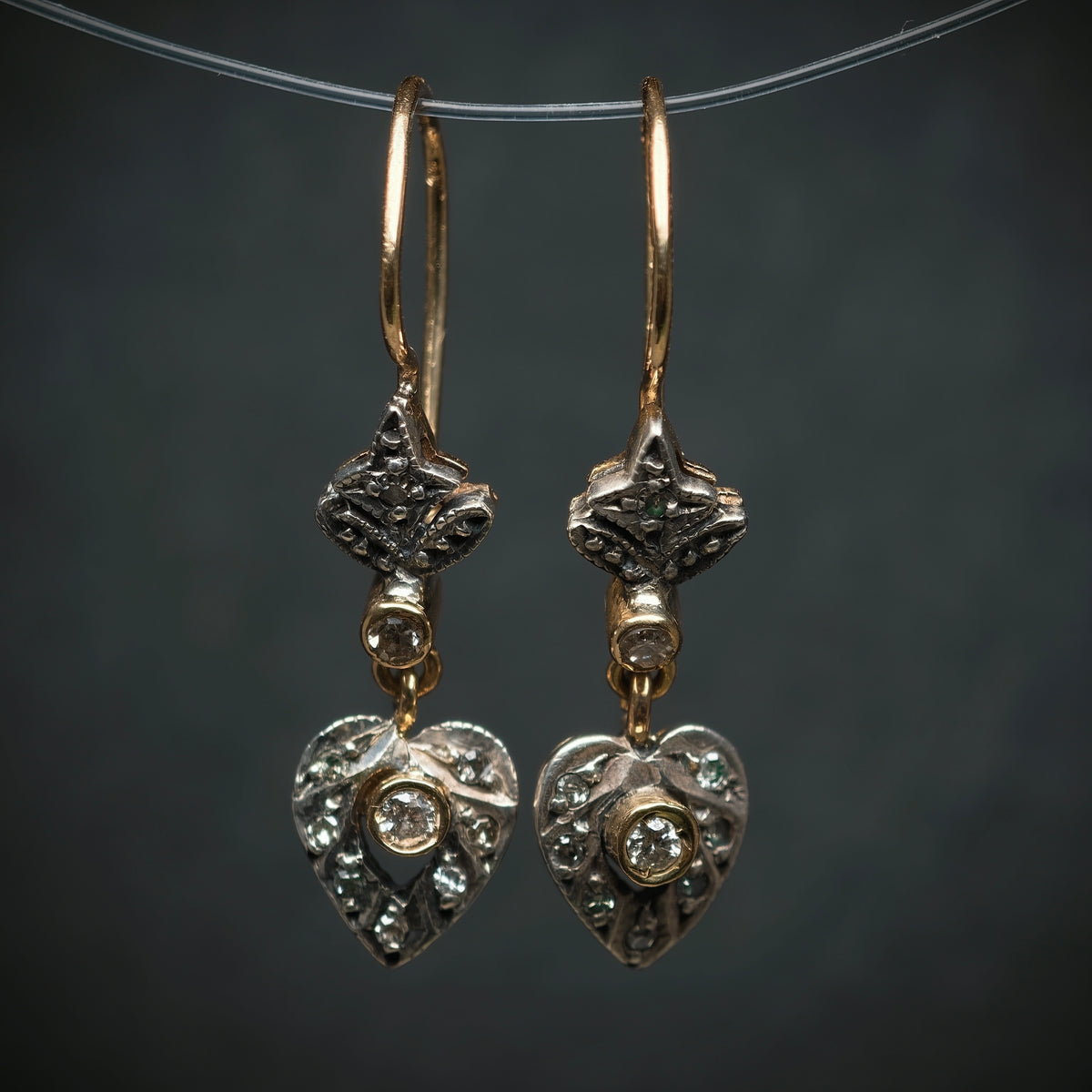 Ohrringe 750/- Gelbgold 925/- Silber mit 20 Diamanten