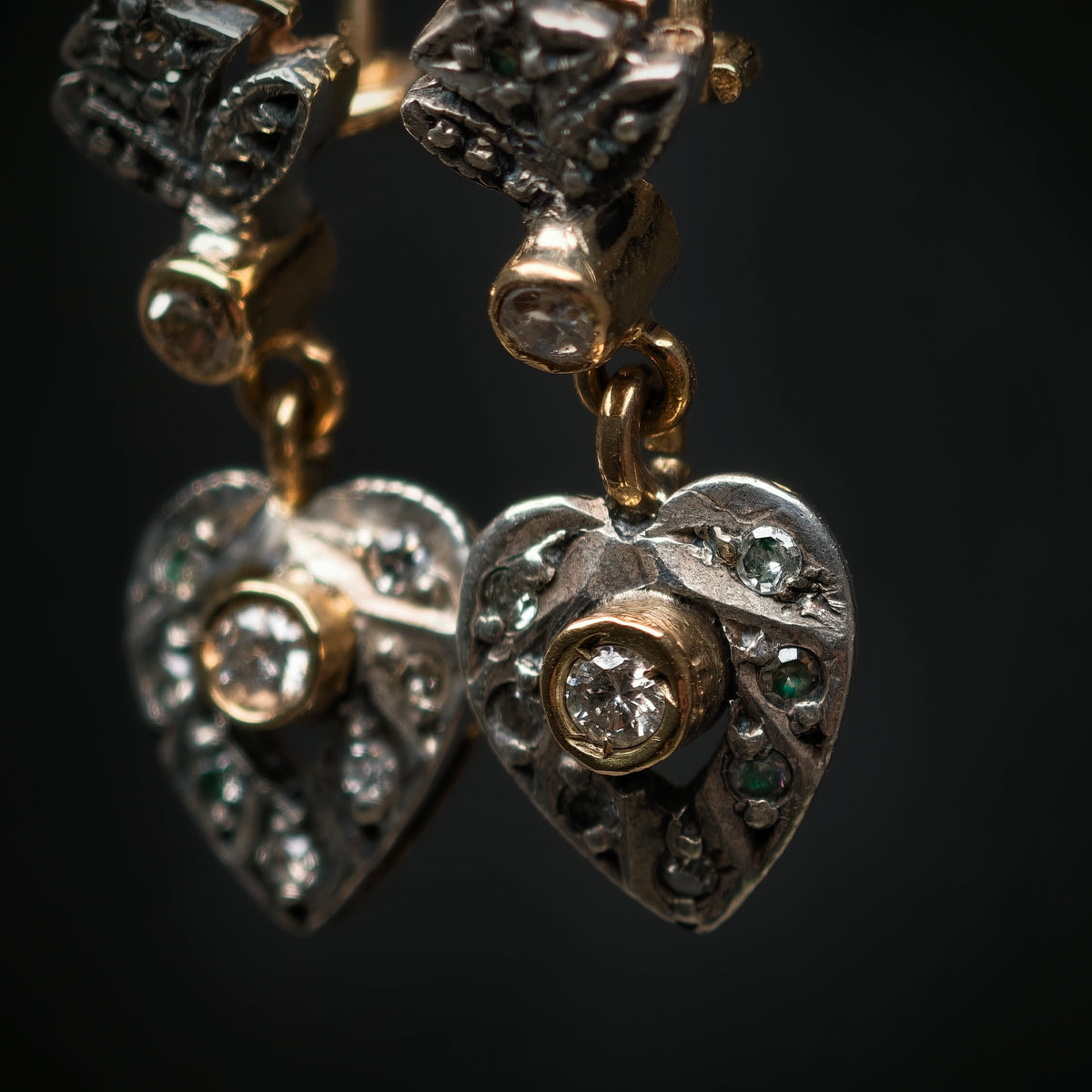 Ohrringe 750/- Gelbgold 925/- Silber mit 20 Diamanten