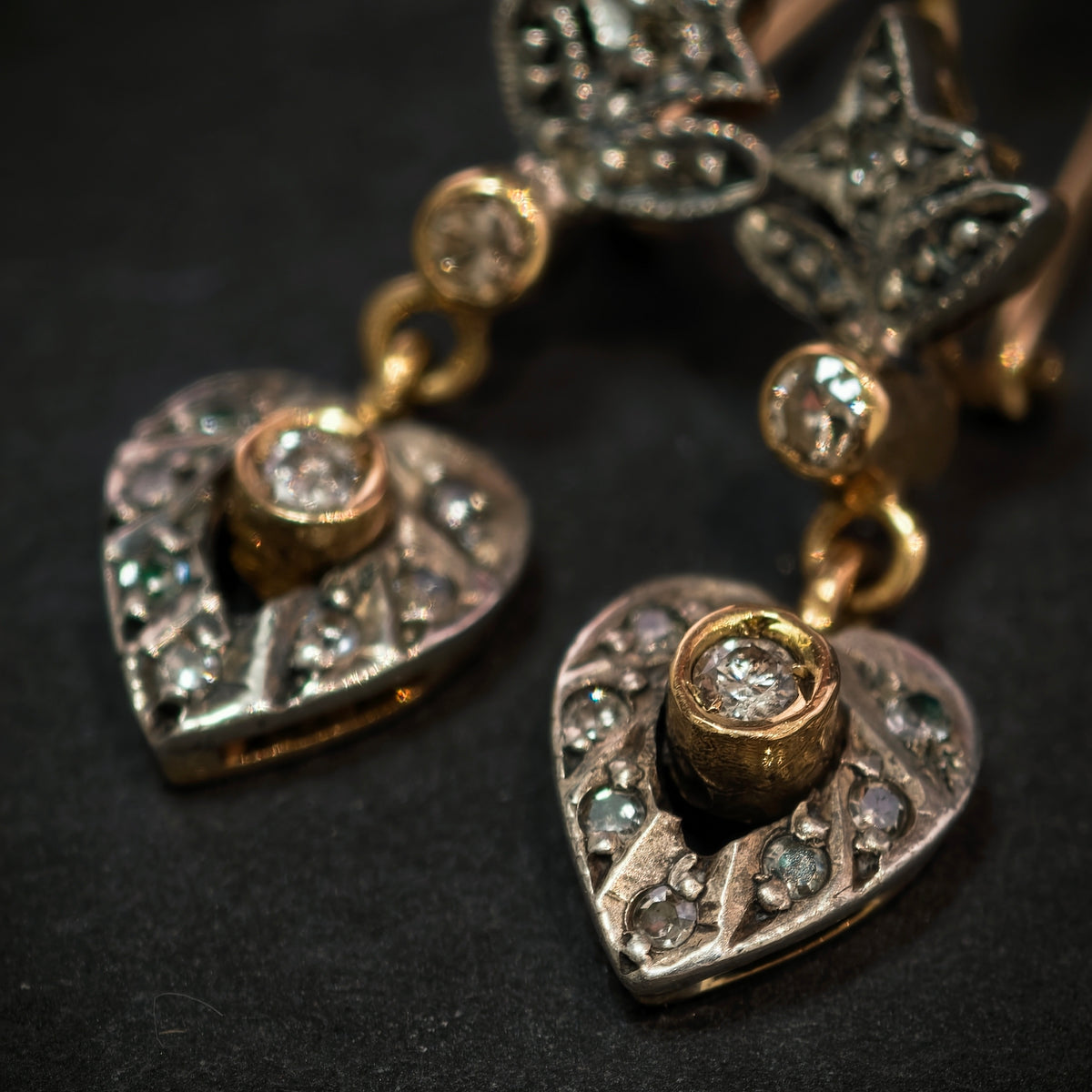 Ohrringe 750/- Gelbgold 925/- Silber mit 20 Diamanten