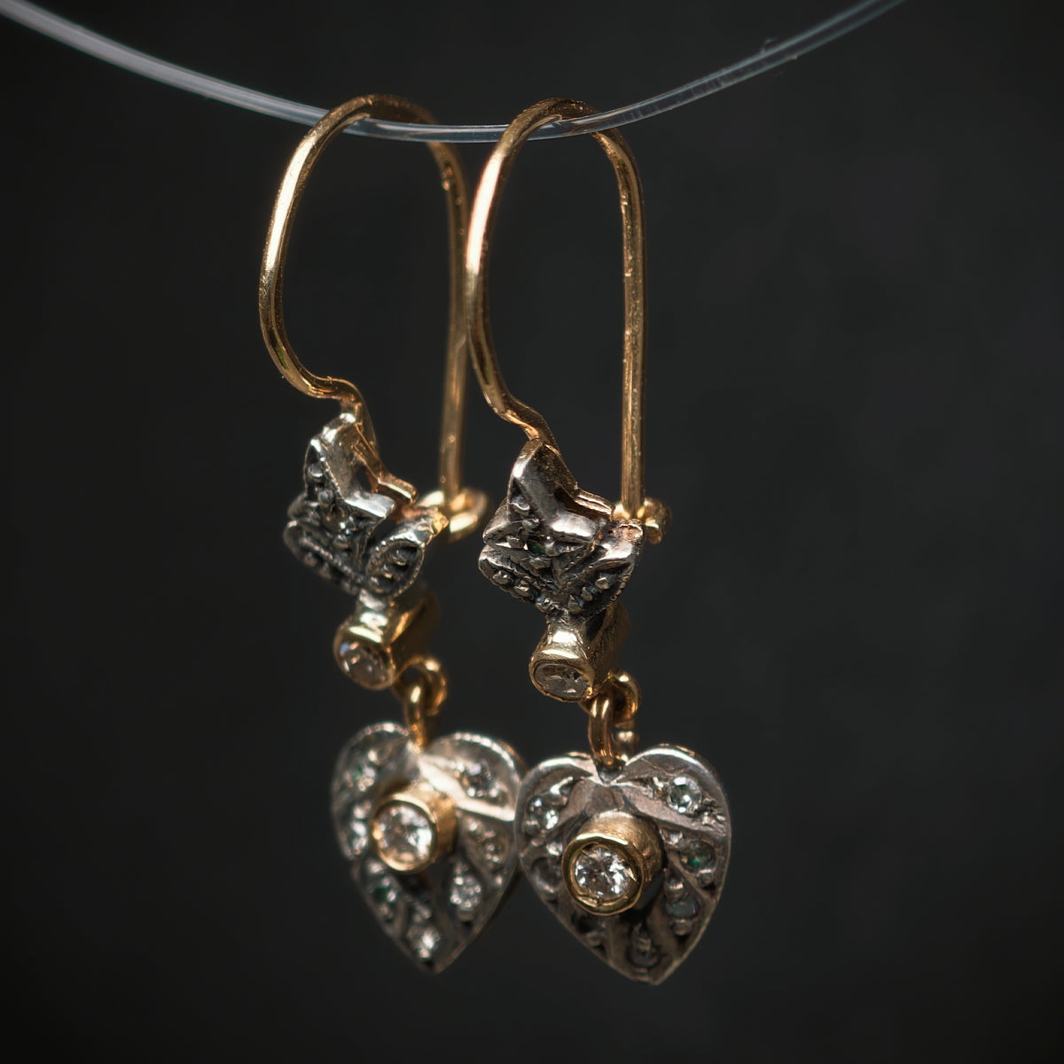 Ohrringe 750/- Gelbgold 925/- Silber mit 20 Diamanten