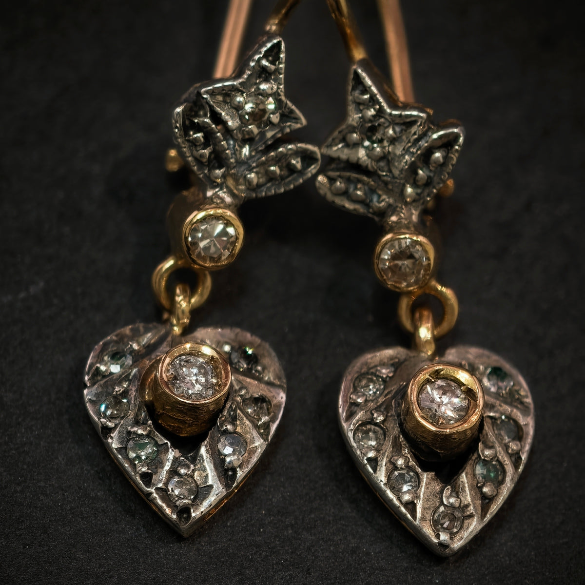 Ohrringe 750/- Gelbgold 925/- Silber mit 20 Diamanten