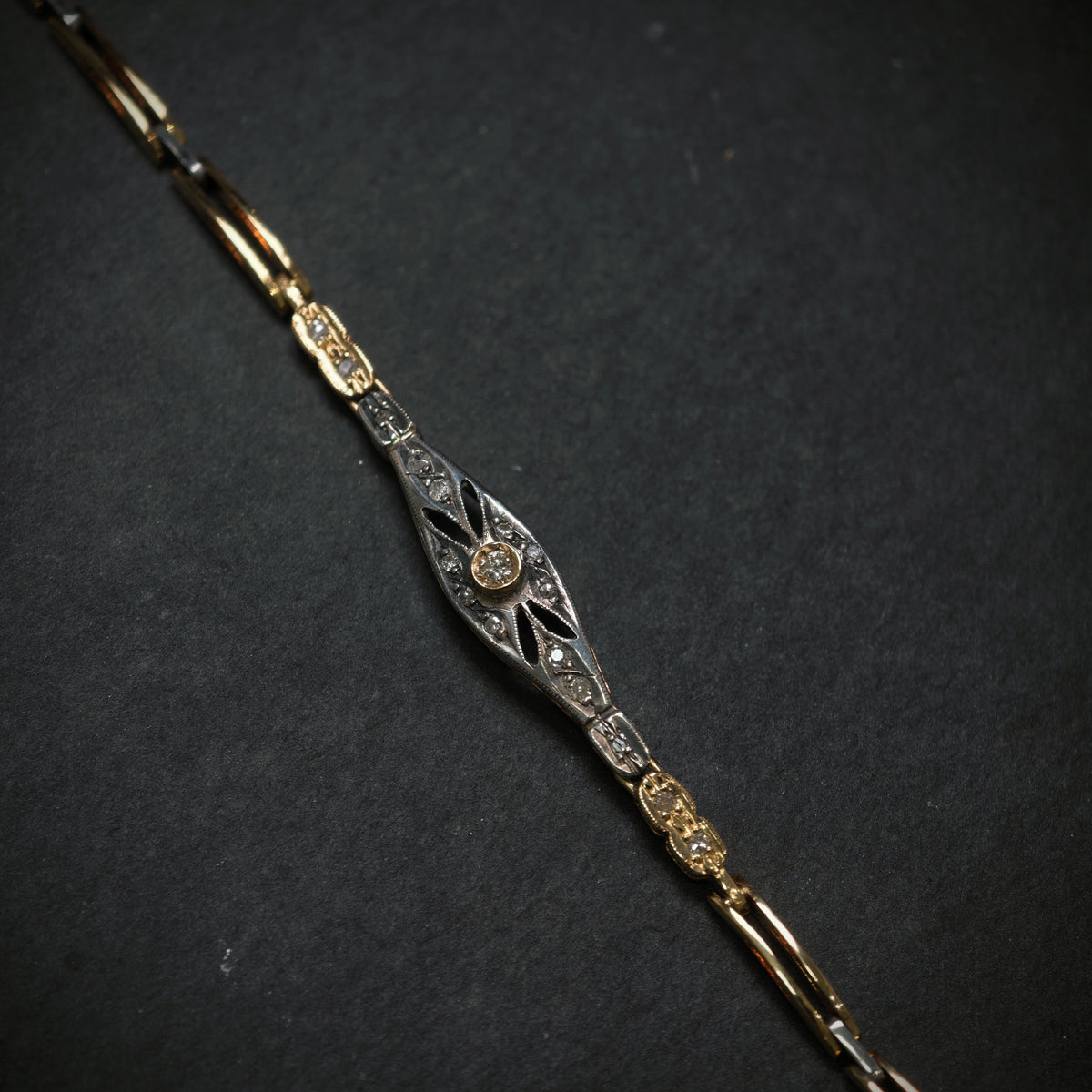 Armband 750/- Gelbgold 925/- Silber mit 16 Diamanten