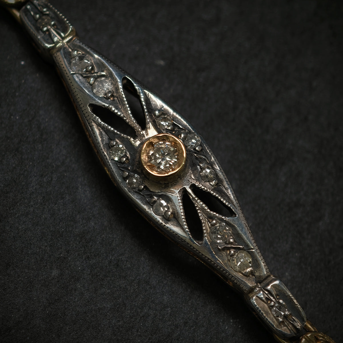 Armband 750/- Gelbgold 925/- Silber mit 16 Diamanten