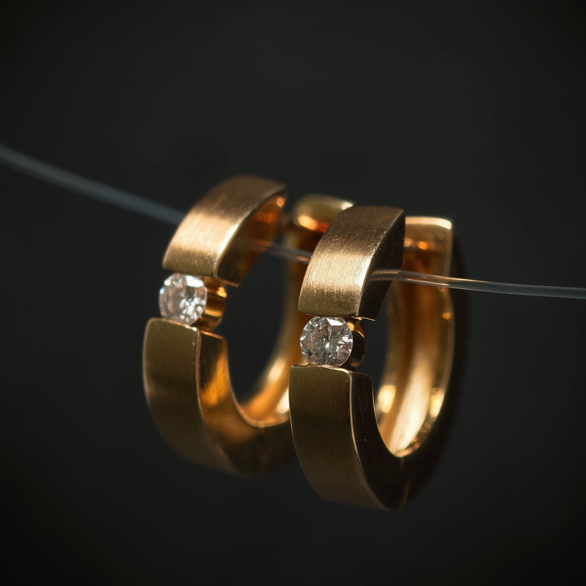Creolen 585/- Gelbgold mit 2 Brillanten