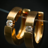 Creolen 585/- Gelbgold mit 2 Brillanten