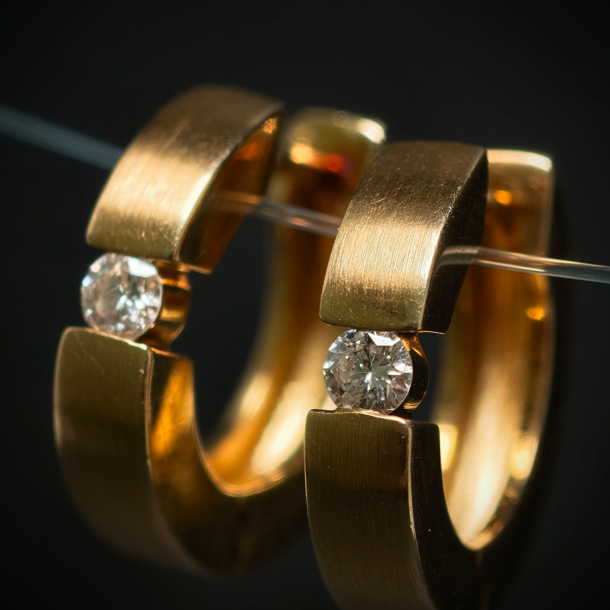 Creolen 585/- Gelbgold mit 2 Brillanten