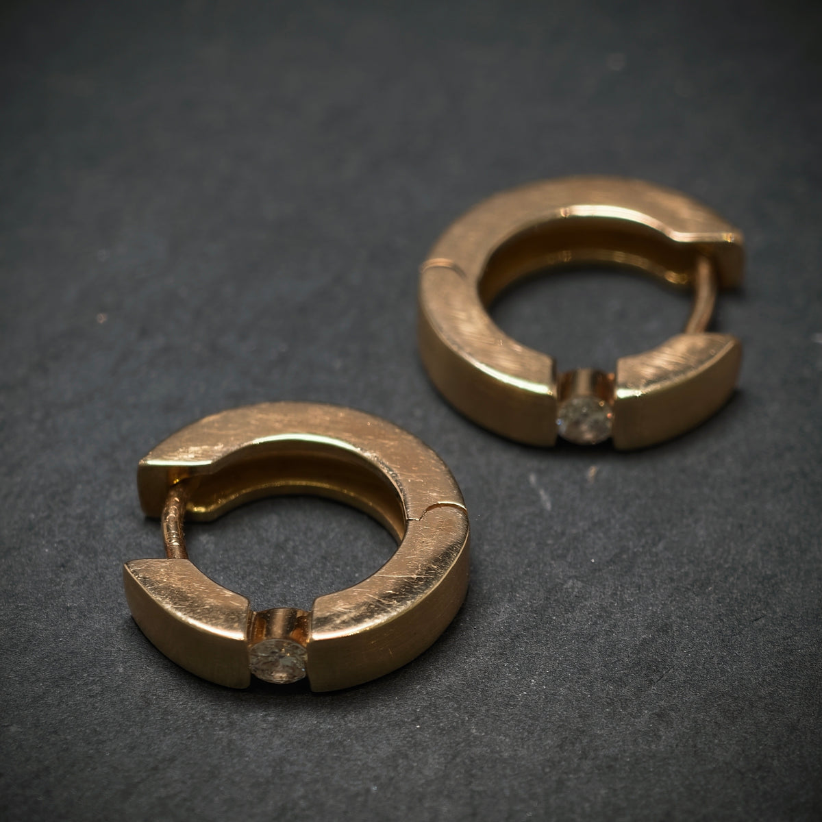 Creolen 585/- Gelbgold mit 2 Brillanten