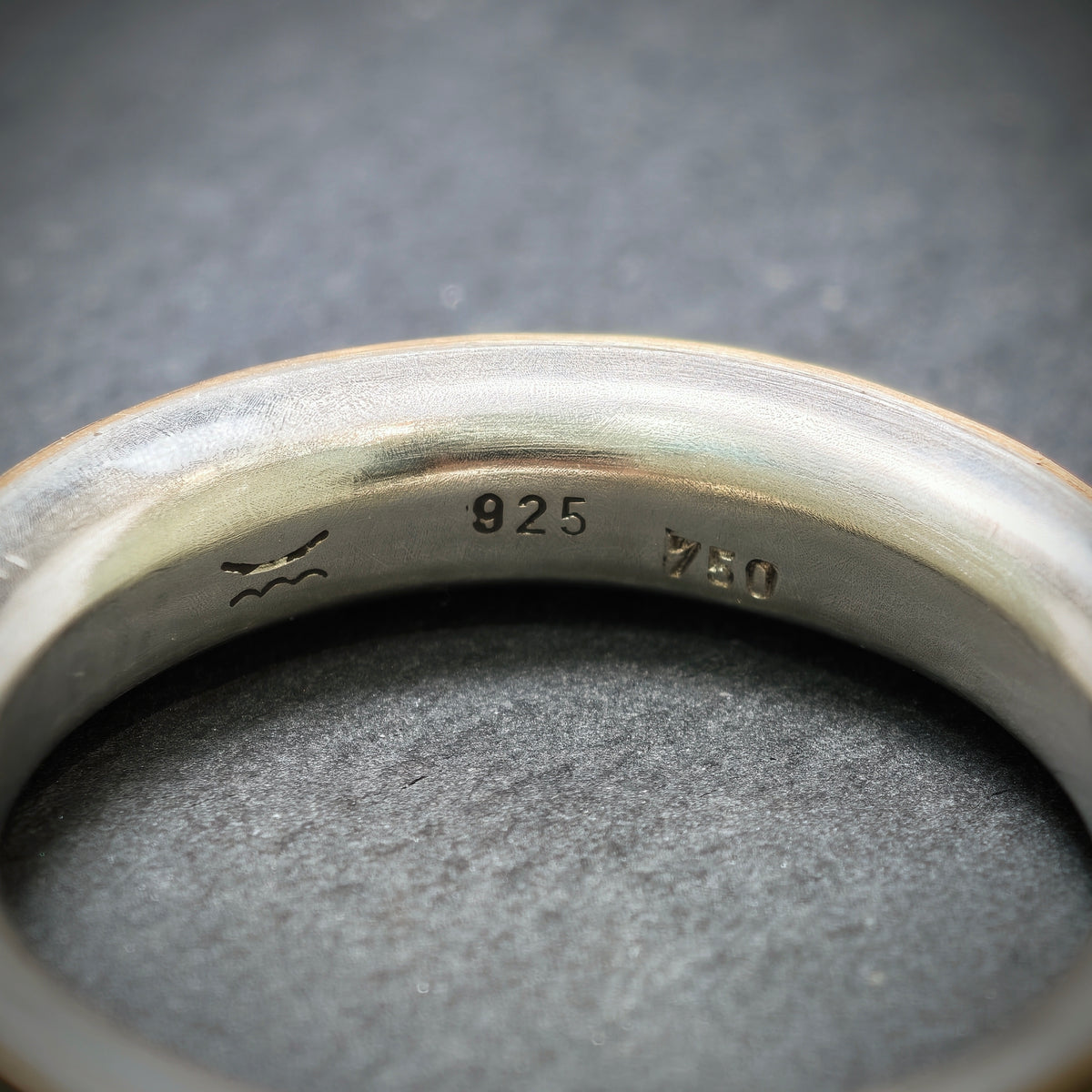 Handgefertigter Ring 750/- Gelbgold 925/- Silber