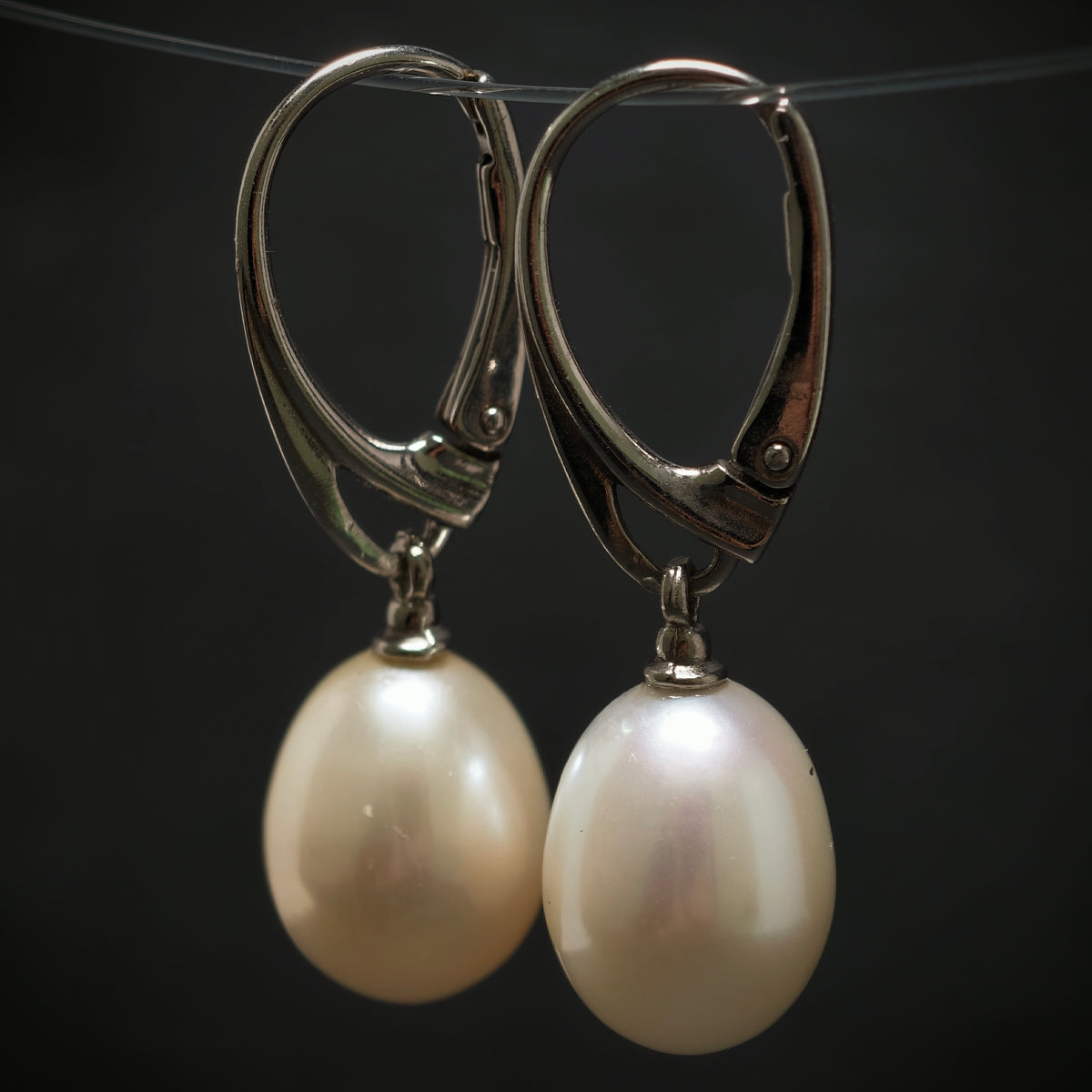 Handgefertigte Ohrringe 925/- Silber mit 2 Süßwasserperlen