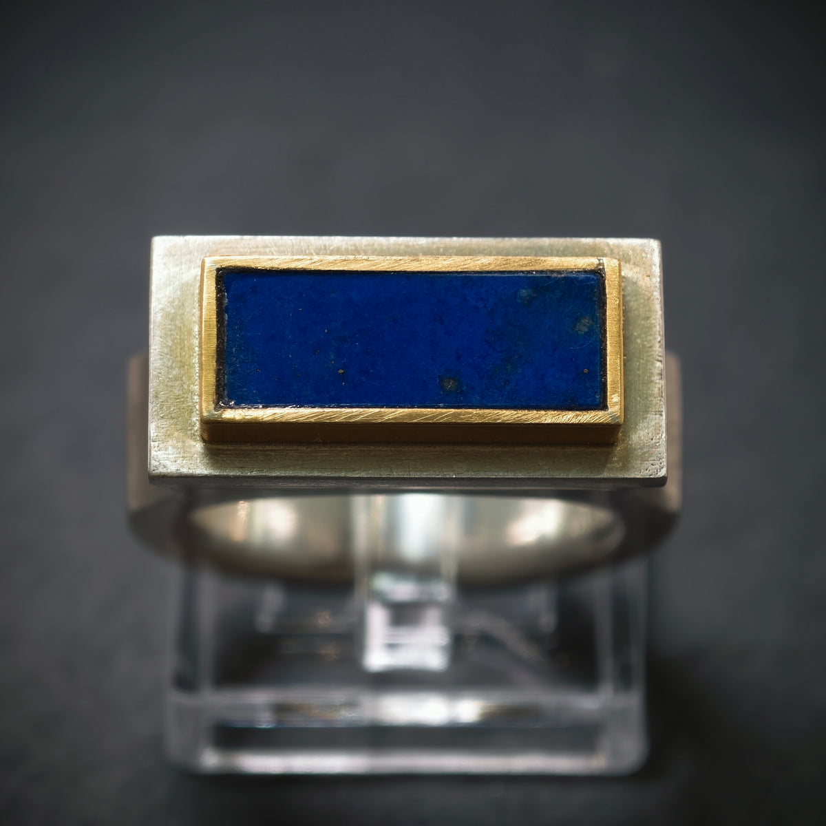 Handgefertigter Ring 750/- Gelbgold 925/- Silber mit 1 Lapis Lazuli