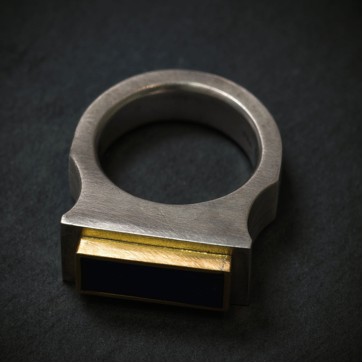 Handgefertigter Ring 750/- Gelbgold 925/- Silber mit 1 Lapis Lazuli
