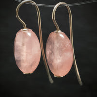 Handgefertigte Ohrringe 925/- Silber mit 2 Rosenquarze