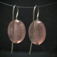 Handgefertigte Ohrringe 925/- Silber mit 2 Rosenquarze