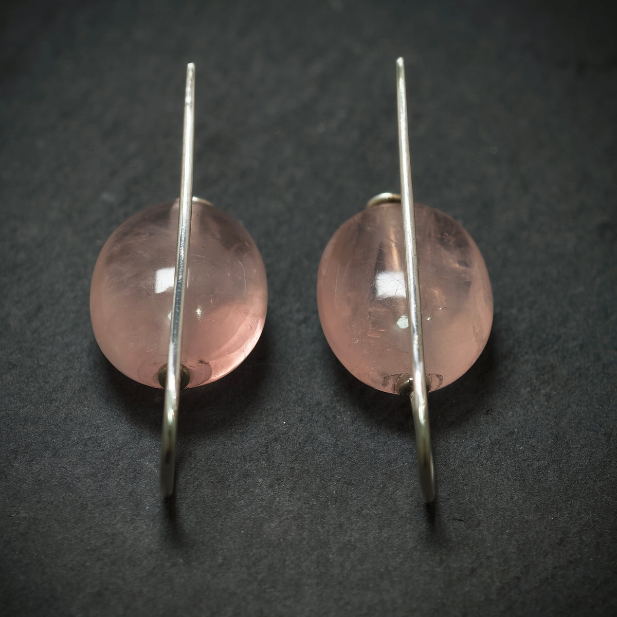 Handgefertigte Ohrringe 925/- Silber mit 2 Rosenquarze