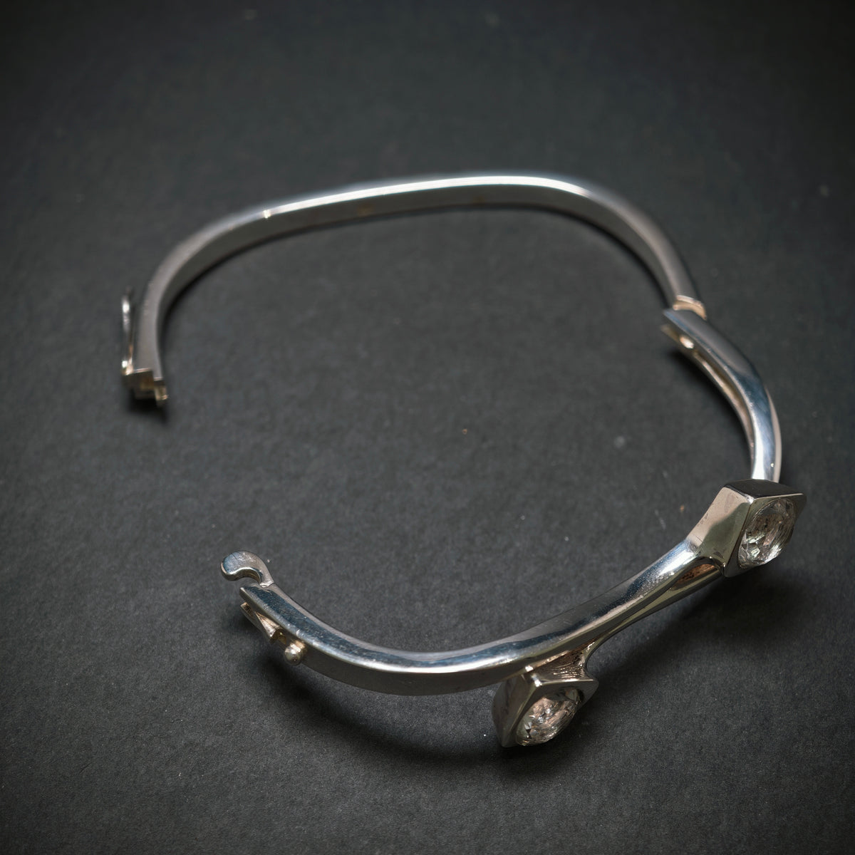 Armreif 925/- Silber mit 2 Zirkonias