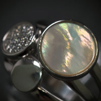 Ring 925/- Silber mit 1 Perlmuttplatte und 19 Zirkonias