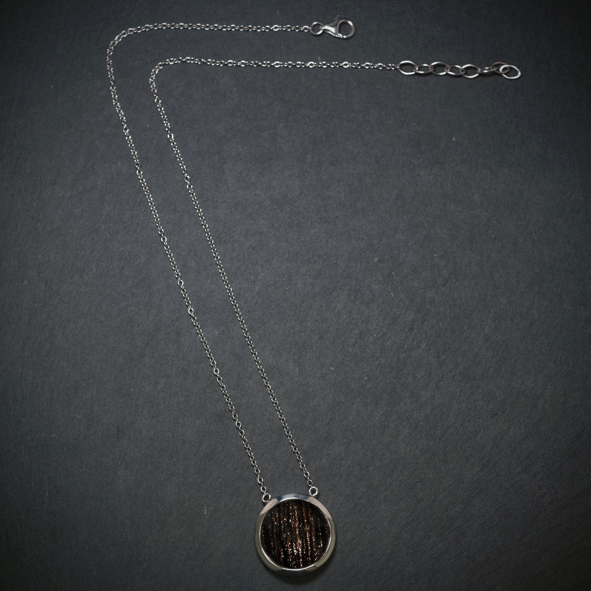 Kette 925/- Silber mit 1 Gold-Braunen Stein