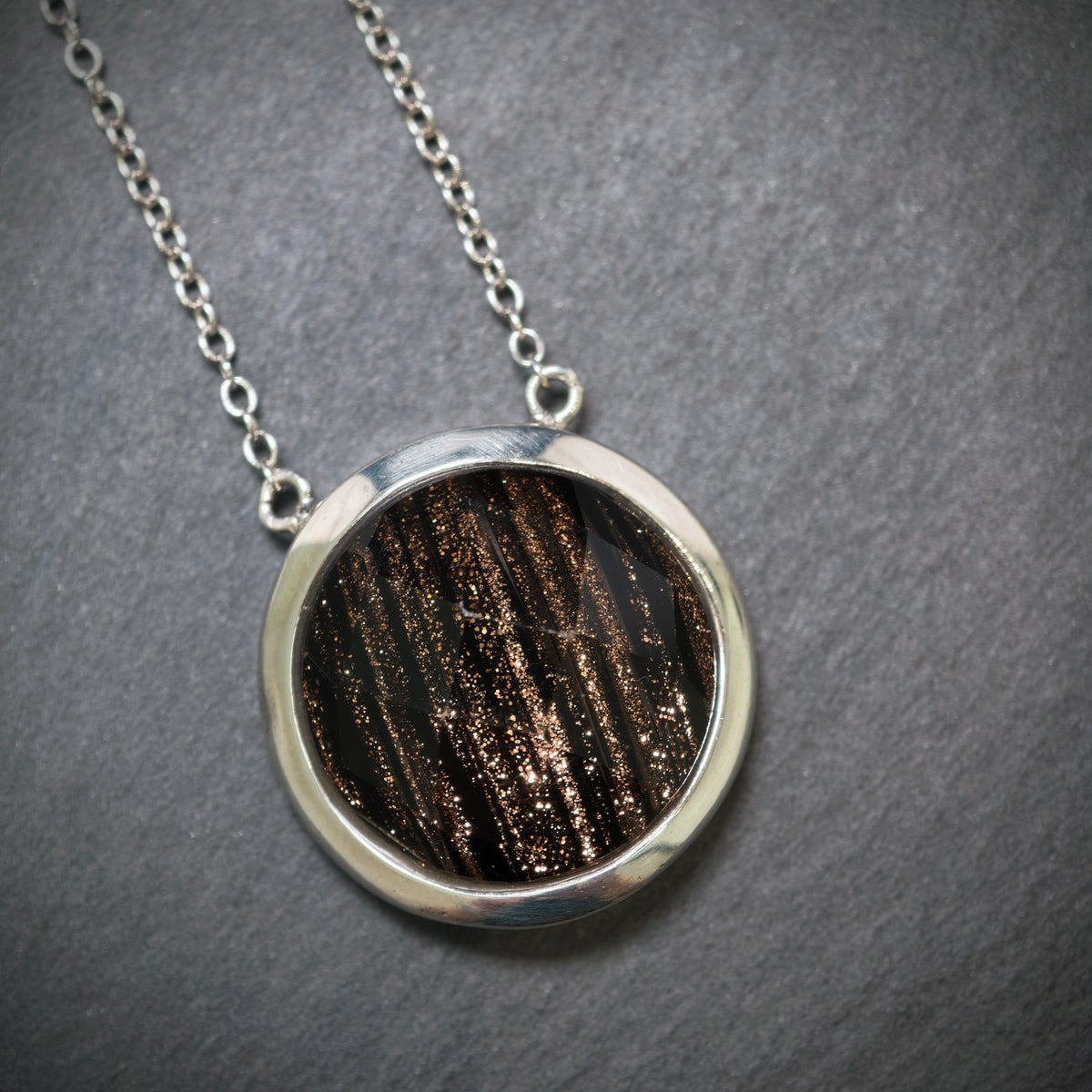 Kette 925/- Silber mit 1 Gold-Braunen Stein