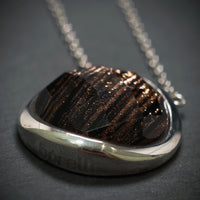 Kette 925/- Silber mit 1 Gold-Braunen Stein