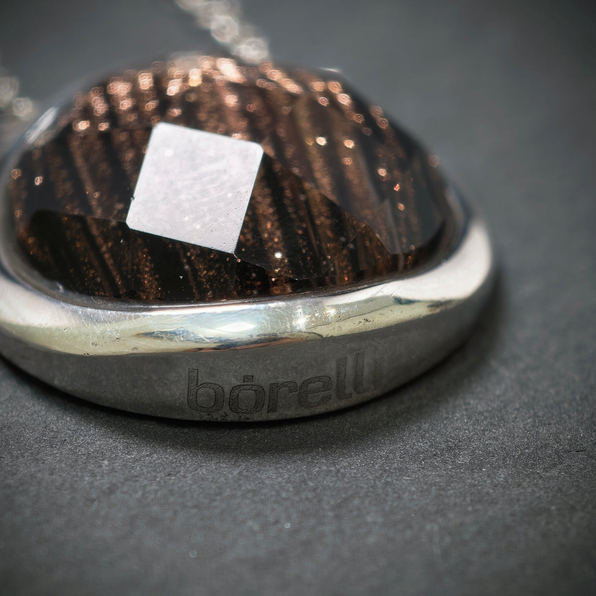 Kette 925/- Silber mit 1 Gold-Braunen Stein