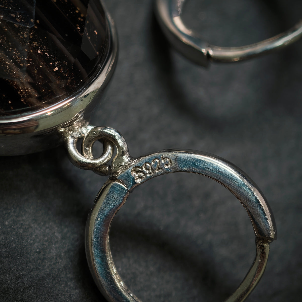 Ohrringe 925/- Silber mit 2 Gold-Braunen Steinen