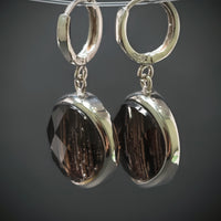 Ohrringe 925/- Silber mit 2 Gold-Braunen Steinen