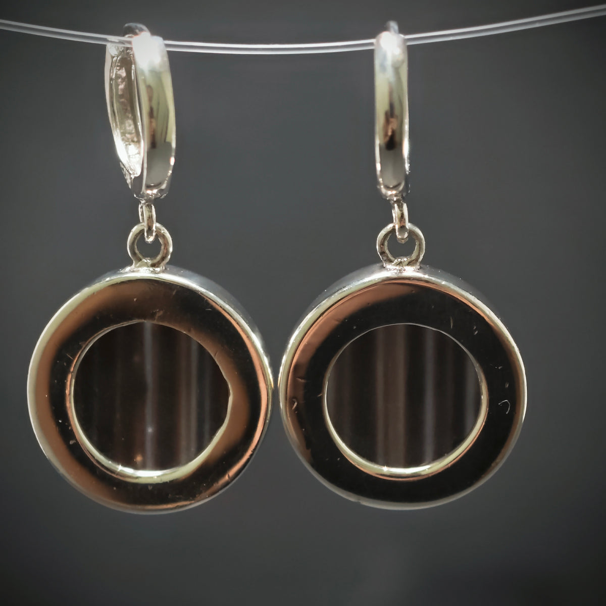Ohrringe 925/- Silber mit 2 Gold-Braunen Steinen