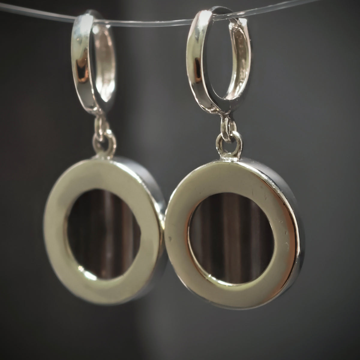Ohrringe 925/- Silber mit 2 Gold-Braunen Steinen