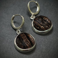 Ohrringe 925/- Silber mit 2 Gold-Braunen Steinen
