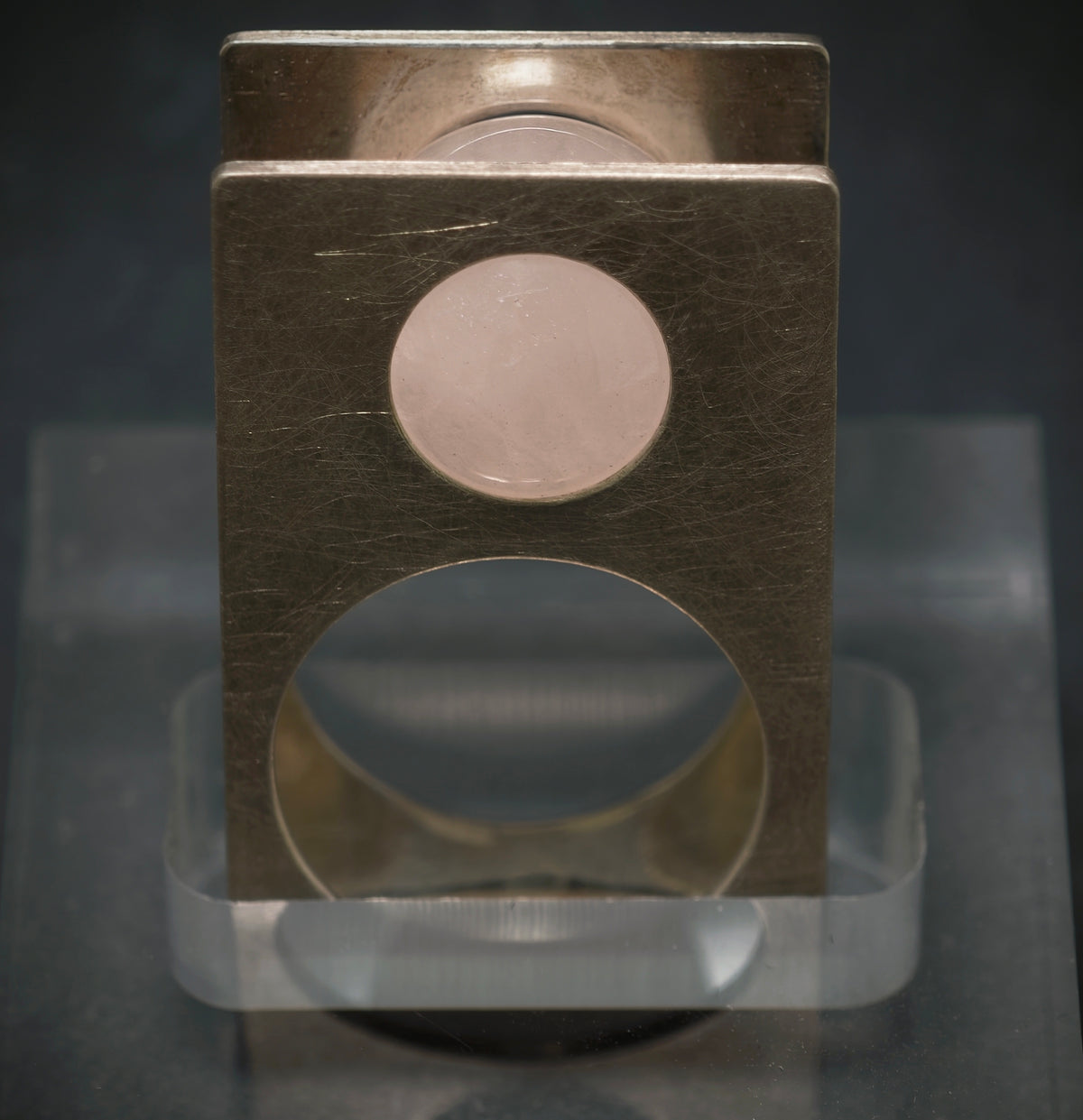Handgefertigter Ring 925/- Silber mit 1 Rosenquarz