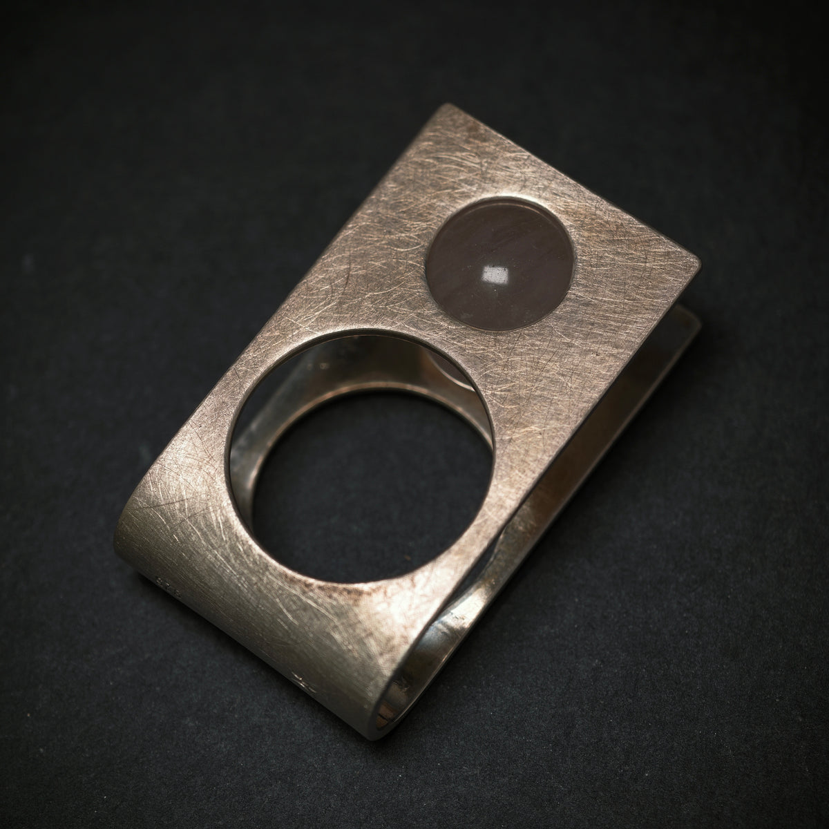 Handgefertigter Ring 925/- Silber mit 1 Rosenquarz