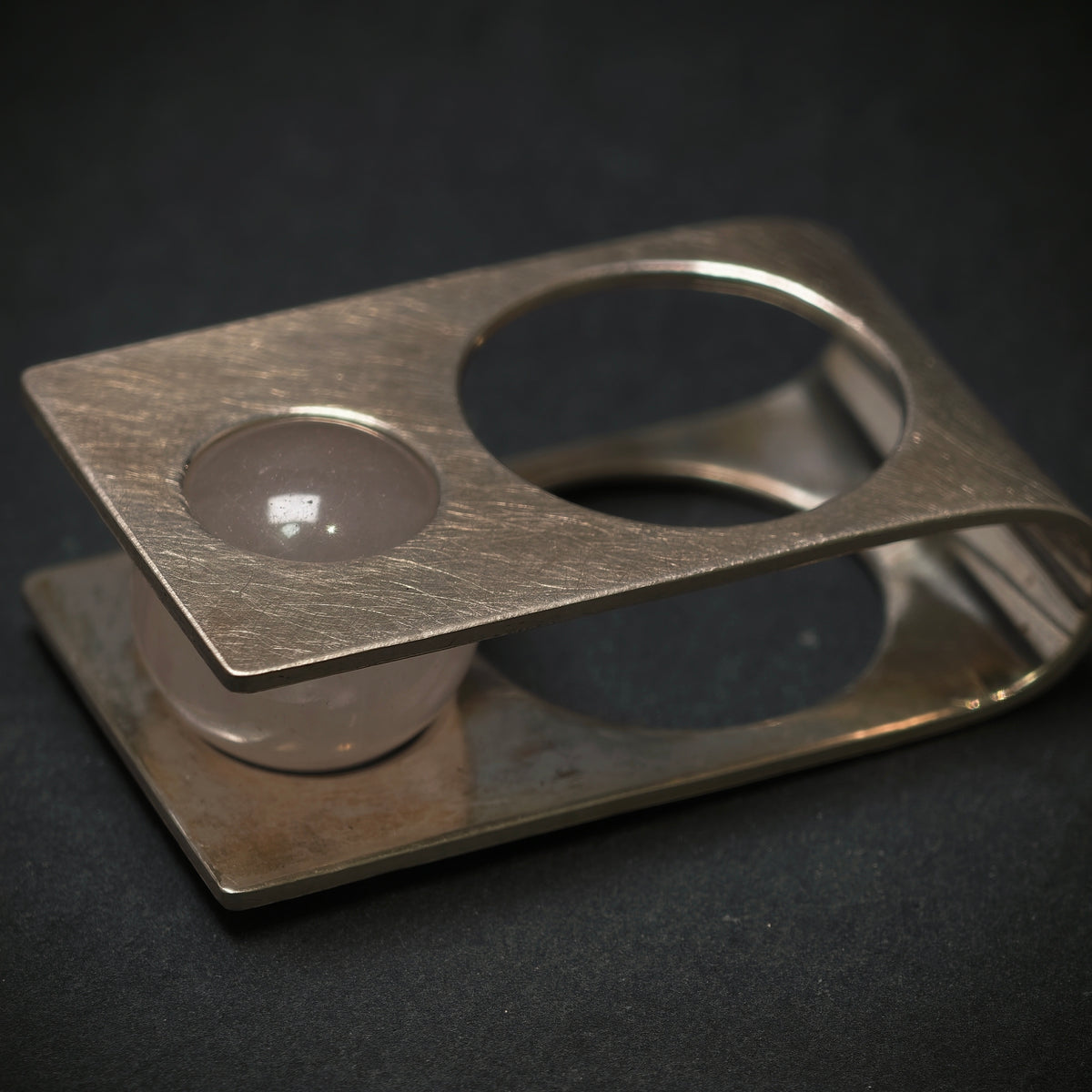 Handgefertigter Ring 925/- Silber mit 1 Rosenquarz